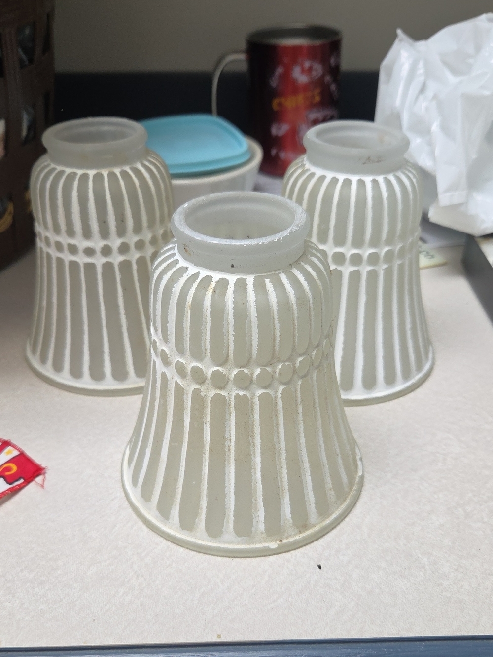 Frosted White Glass Bell-Shaped Lamp Shade - Set of 3